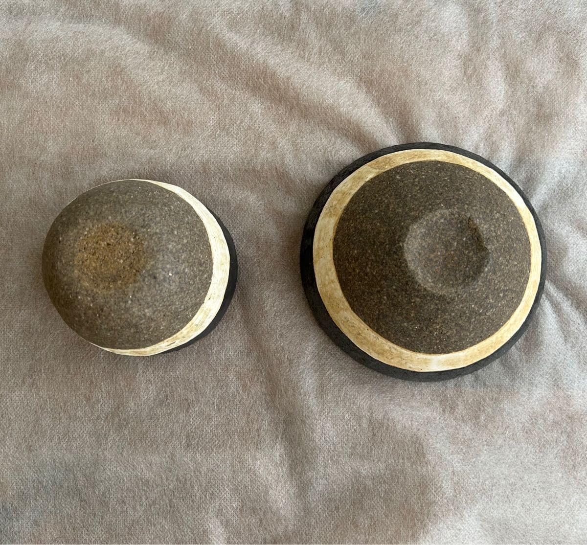 益子焼 渡辺桂子 ストライプ ボウル カップ セット - URUHA-HEALTHY